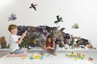 Autocollant mural 130x225 Animaux de dessins animés du monde magique