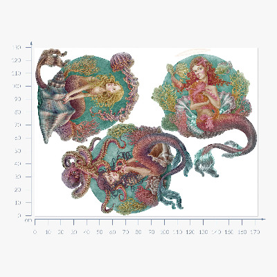 Autocollant mural 130x172 Le royaume sous-marin des petites sirènes