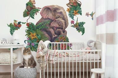 Autocollant mural 130x164 Les animaux sauvages et les tropiques en version dessin animé