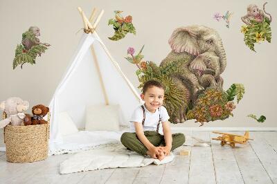 Autocollant mural 130x163 Safari avec des animaux et des plantes exotiques