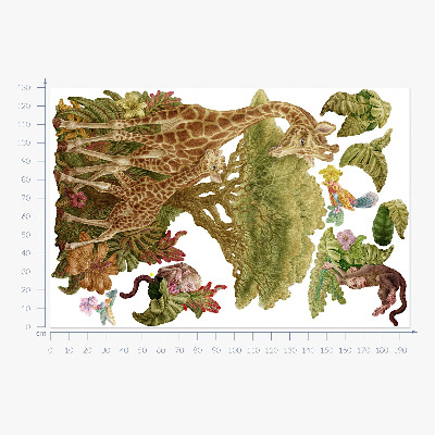 Autocollant mural 130x195 Safari dans la version pastel de la nature sauvage