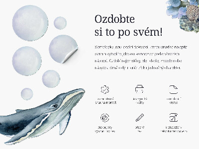 Autocollant mural 130x142 Un pays sous-marin de créatures de dessins animés