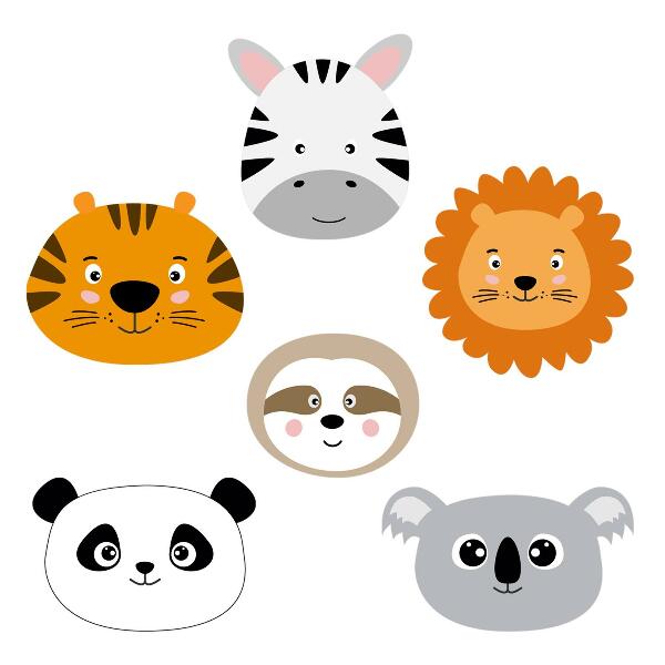 Autocollant mural 130x197 Safari avec des animaux sauvages dans une édition charmante