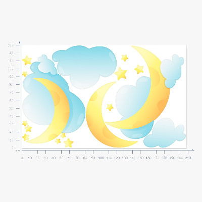 Autocollant mural 130x208 Ciel nocturne avec lune et étoiles subtiles