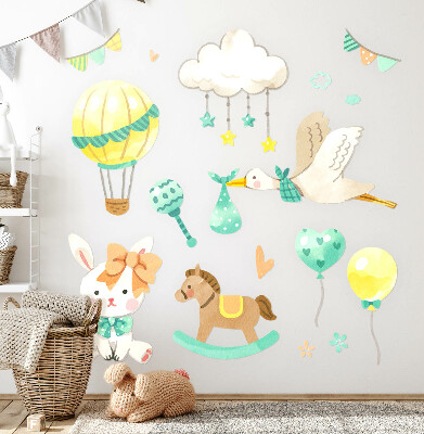 Autocollant mural 130x232 Jouets pastel mignons dans un style aquarelle