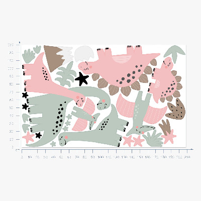 Autocollant mural 130x208 Dinosaures dans une jungle pastel