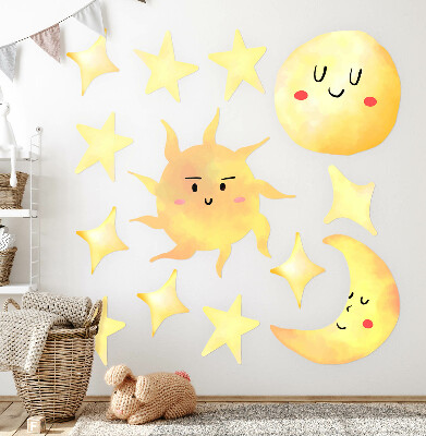 Autocollant mural 130x194 Ciel aquarelle avec étoiles et pastels