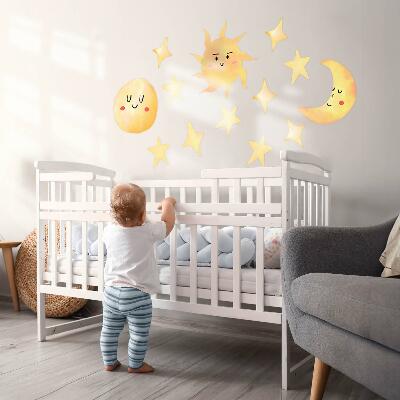 Autocollant mural 130x194 Ciel aquarelle avec étoiles et pastels