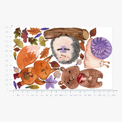 Autocollant mural 130x208 Créatures de la forêt aux tons aquarelles automnaux