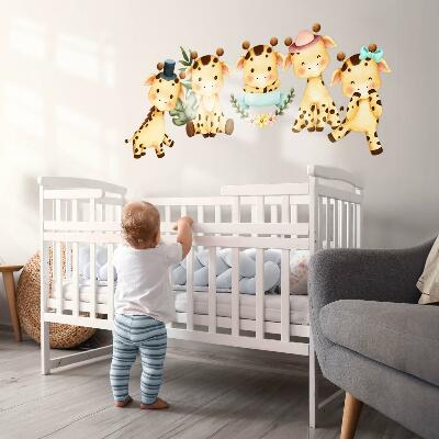 Autocollant mural 130x220 Girafes pastel dans un style safari aquarelle