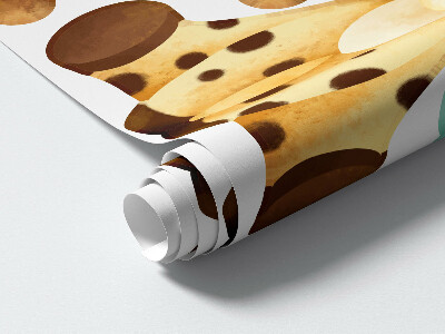 Autocollant mural 130x220 Girafes pastel dans un style safari aquarelle