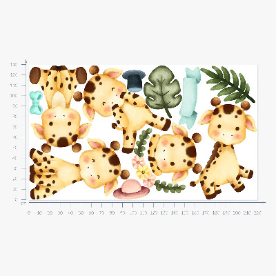 Autocollant mural 130x220 Girafes pastel dans un style safari aquarelle