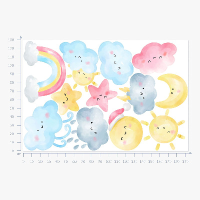 Autocollant mural 130x193 Motifs de ciel pastel nature dans un style aquarelle