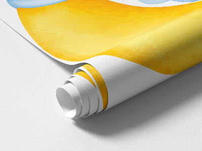 Autocollant mural 130x177 Éléphants et nuages dans un paradis pastel