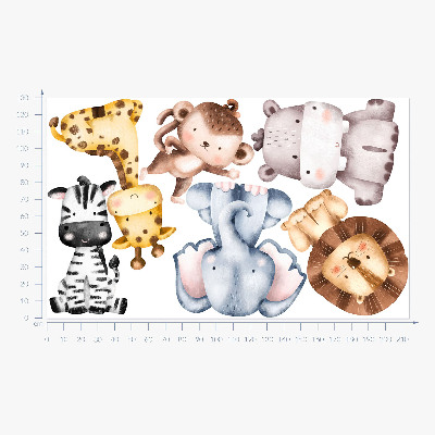 Autocollant mural 130x214 Animaux de safari dans une charmante esthétique pastel