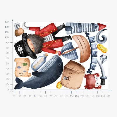 Autocollant mural 130x179 Le monde des pirates aux aquarelles pastel