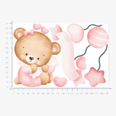 Autocollant mural 130x194 Un adorable ours en peluche dans un style aquarelle délicat