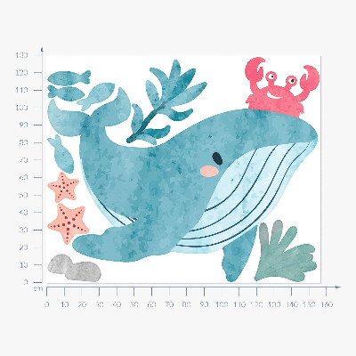 Autocollant mural 130x157 Un pays sous-marin de créatures aquarelles