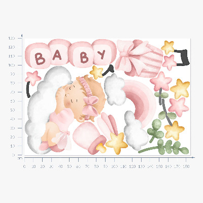 Autocollant mural 130x185 Décorations aquarelles pastel pour une petite princesse