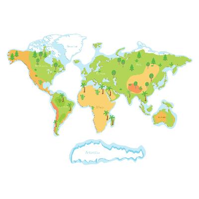 Autocollant mural 130x186 Carte du monde en pastel, contours pédagogiques