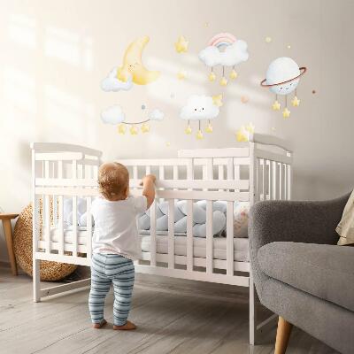 Autocollant mural 130x176 Ciel et espace aux tons pastel bohèmes