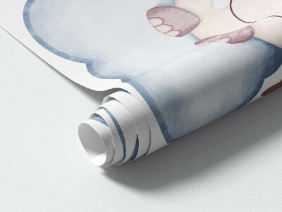 Autocollant mural 130x177 Animaux mignons dans des nuages pastel