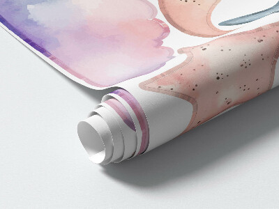 Autocollant mural 130x143 Aquarelle pastel animaux et ciel