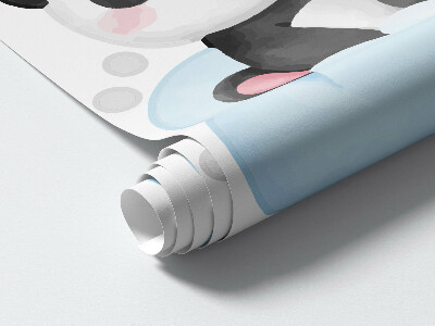 Autocollant mural 130x183 Pandas mignons dans un ciel aquarelle pastel