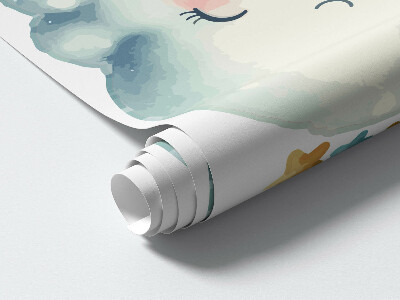 Autocollant mural 130x131 Nuages pastel avec la lune et les étoiles