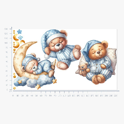 Autocollant mural 130x223 Ours en peluche dans l'espace aquarelle ciel pastel