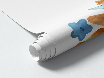 Autocollant mural 130x171 Ours en peluche endormi sur la lune dans un espace pastel