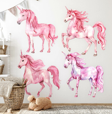 Autocollant mural 130x189 Aquarelle pastel Chevaux et licornes