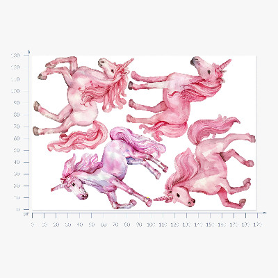 Autocollant mural 130x189 Aquarelle pastel Chevaux et licornes