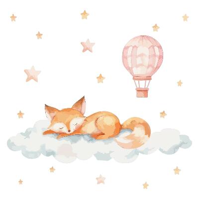 Autocollant mural 130x203 Renard pastel dans un nuage avec des étoiles et un ballon