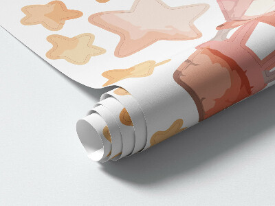 Autocollant mural 130x203 Renard pastel dans un nuage avec des étoiles et un ballon