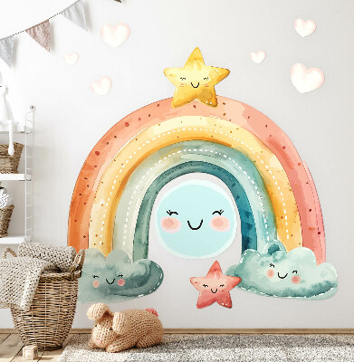 Autocollant mural 130x143 Arc-en-ciel pastel avec des étoiles dans la nature