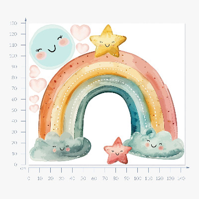 Autocollant mural 130x143 Arc-en-ciel pastel avec des étoiles dans la nature