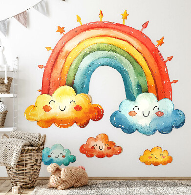 Autocollant mural 130x155 Nuages colorés et ciel aquarelle arc-en-ciel