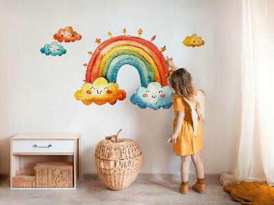 Autocollant mural 130x155 Nuages colorés et ciel aquarelle arc-en-ciel