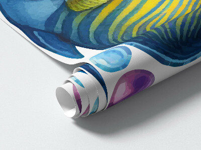 Autocollant mural 130x198 Le monde sous-marin des poissons aquarelles colorés