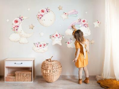 Autocollant mural 130x180 Ciel fleuri dans un style bohème aquarelle