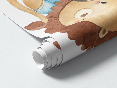 Autocollant mural 130x189 Animaux sportifs de style aquarelle avec un ballon