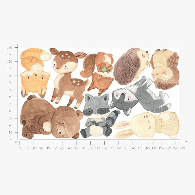 Autocollant mural 130x226 Créatures de la forêt au pastel dans un style aquarelle