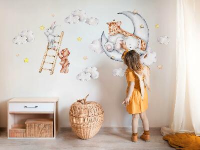 Autocollant mural 130x177 Animaux pastel dans les nuages et les étoiles