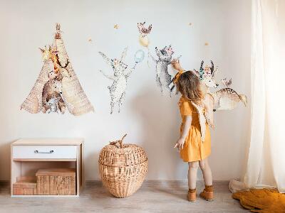 Autocollant mural 130x211 Animaux de la forêt au pastel dans un style aquarelle