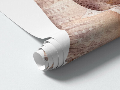 Autocollant mural 130x211 Animaux de la forêt au pastel dans un style aquarelle