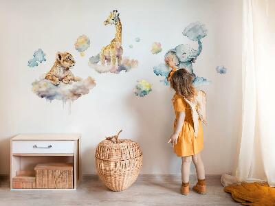 Autocollant mural 130x207 Safari avec des animaux sauvages peints dans les nuages