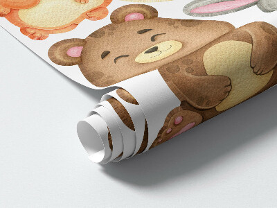 Autocollant mural 130x139 Animaux et plantes de la forêt dans un style aquarelle