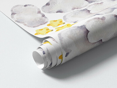 Autocollant mural 130x206 Animaux dans les nuages dans un style aquarelle