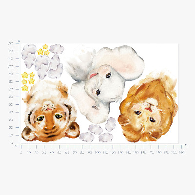 Autocollant mural 130x206 Animaux dans les nuages dans un style aquarelle